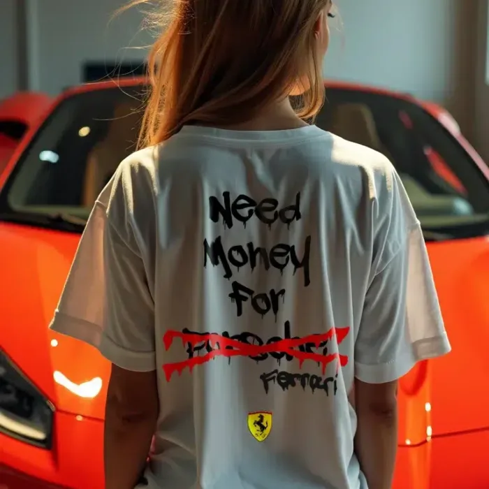 Дамска Тениска Need Money for Ferrari